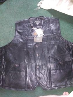 Diamond plate leather biker vest