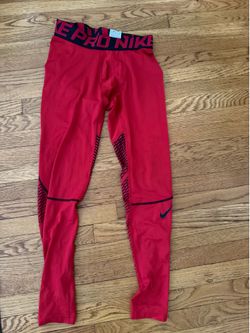 Nike Pro Men’s Size Large Red/Black Compression Leggings Pull-On Athletic Fit