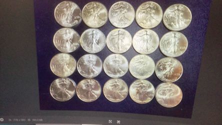 1996 American Silver Eagles ASE 1 Troy Ounce Roll Of 20 BU Brilliant Unc. 