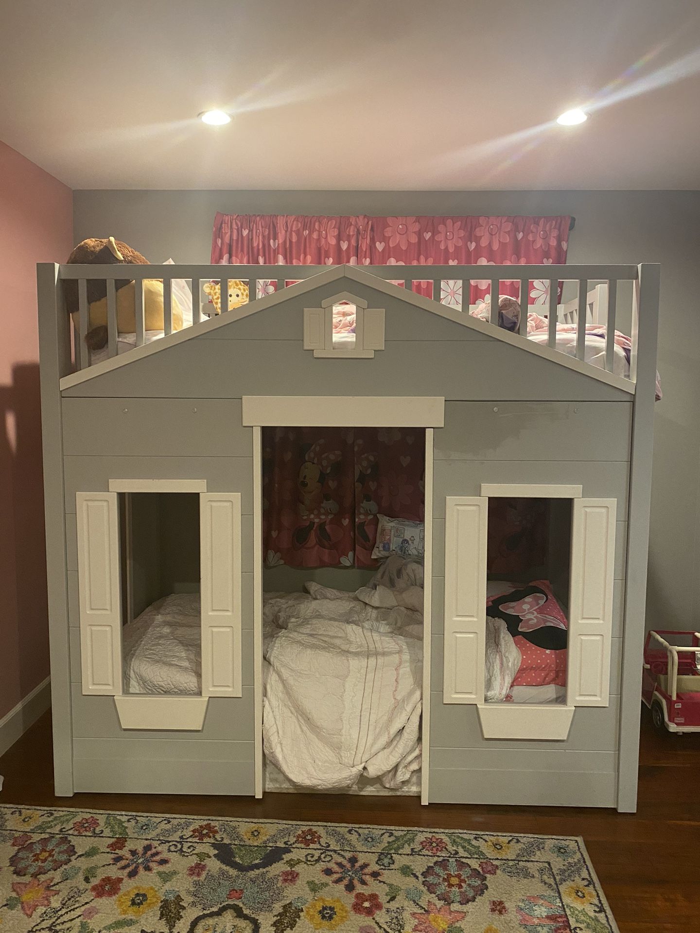 Pottery Barn Playhouse Loft Bed Grey Gray White