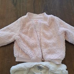 Little Girls Pink Sweater 18M And White Vest M.