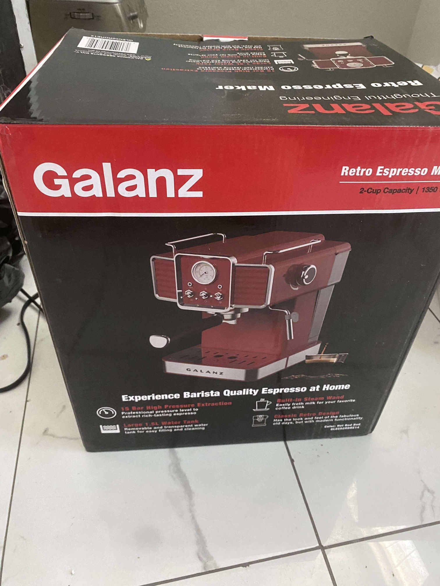 Galanz Espresso Machine W/ Retro Design 2-Cup Red