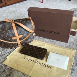 Louis Vuitton Has Proof Of Authenticity. Samur Crossbody Bag With Louis Vuitton Zippy Wallet