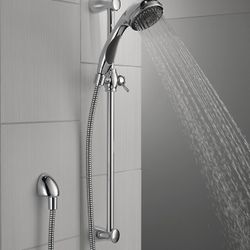 Delta Faucet 3-Spray Touch-Clean Wall-Mount Slide Bar Hand Held Shower with Hose, Chrome 57014