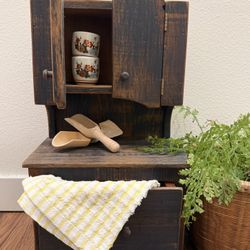 Vintage Wooden Shelf | Mini Drawer And Cupboard 