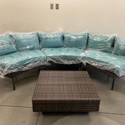 Half Moon Outdoor Patio Furniture Set with Table 4 pcs set