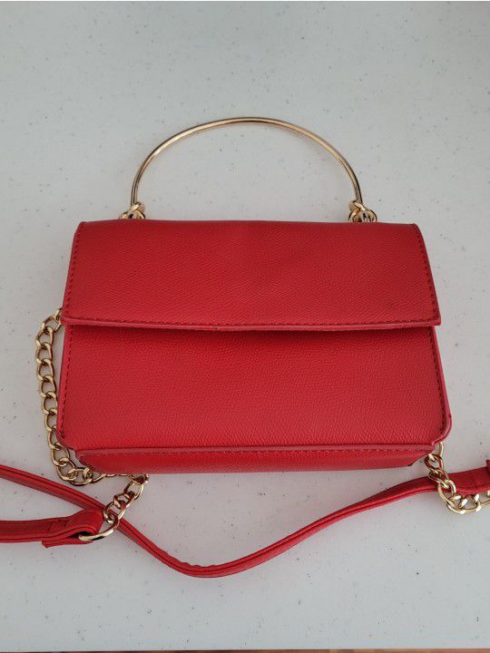 Women's Red and Gold Crossbody Bag 
