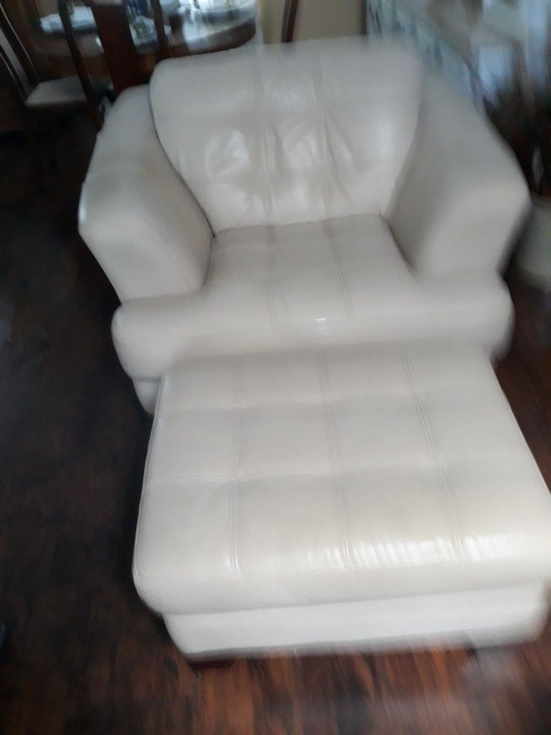 Faux Leather Oversized Chair And Ottoman