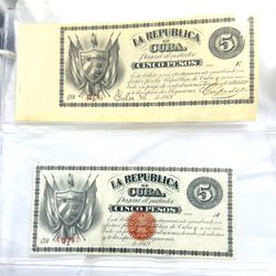 Billetes Cubano De 5 Pesos 1869