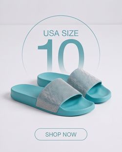 Women’s Turquoise Rhinestone Slide Sandals Size 10