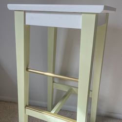 Custom Painted Green And White 29in Bar Stool / Plant Stand