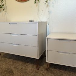 White dresser and Side Table Set
