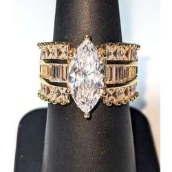 Lab Created Diamond Size 7 14kt Yellow Gold Plated