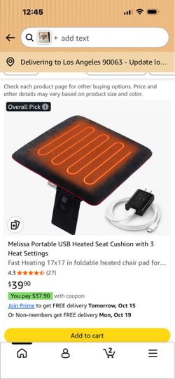 ELISSA portable heated seat cushion new
