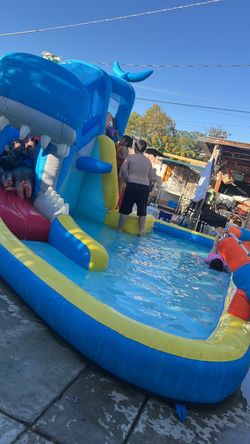 Not free Whale water slide with pool