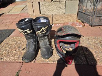 Mx boots and helmet
