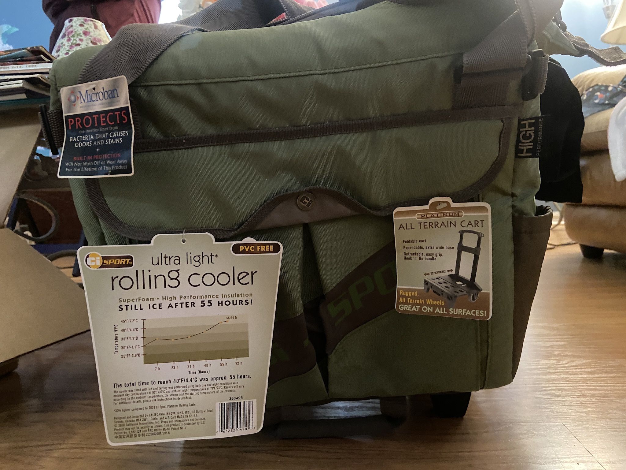 Ultra Light rolling Cooler With All Terrain Cart
