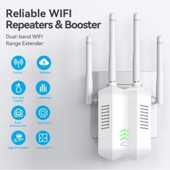 WiFi Extenders Signal Booster for Home WiFi Boosters and Signal Amplifier, Dual Band 2.4ghz, Cover Up to 1600 Sq.Ft and 30 Devices