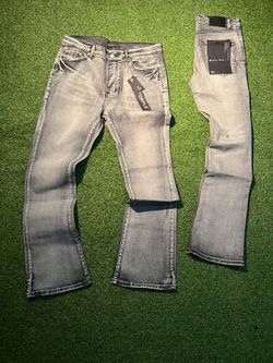 Grey Flared Purple Jeans