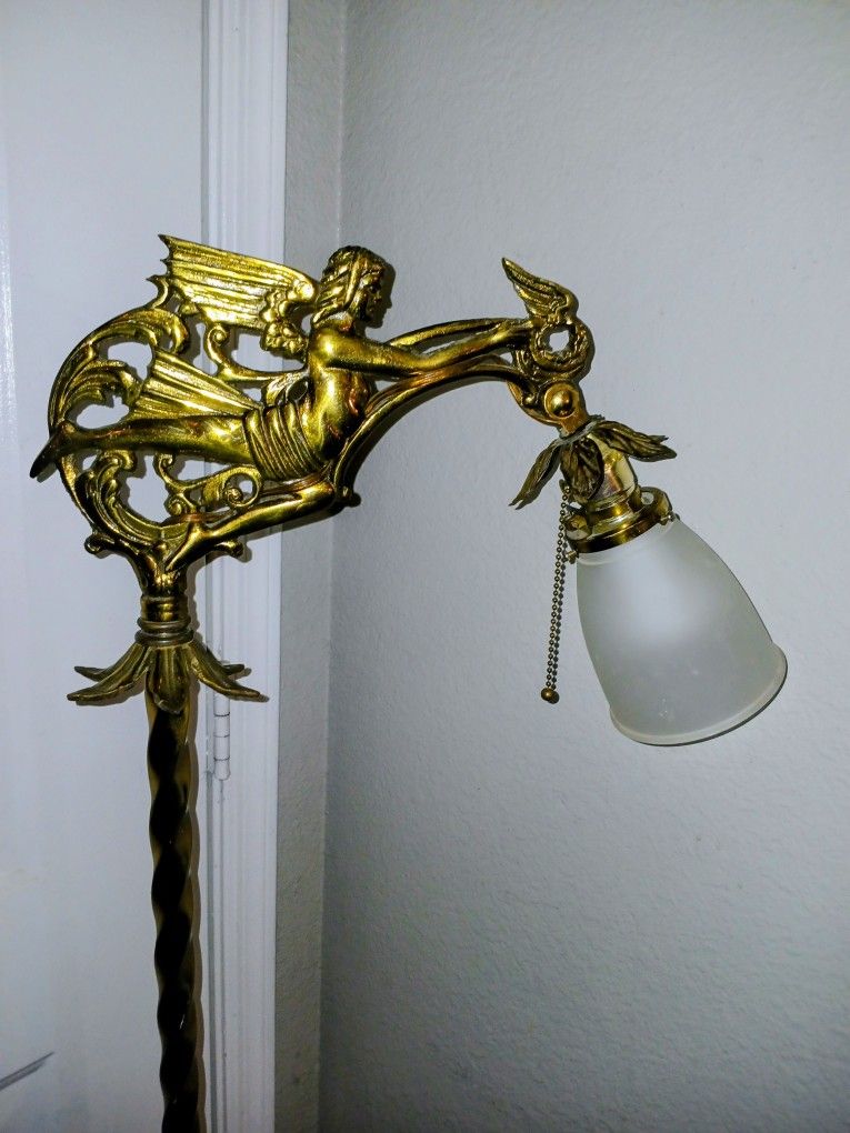 Antique Solid Brass Bridge Floor  Lamp 