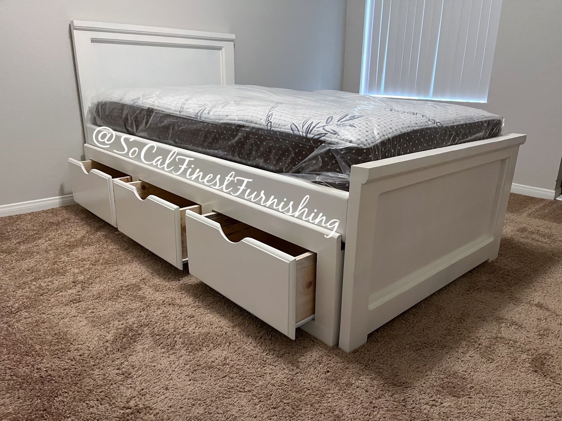 Twin Bed With Drawers And Mattress 