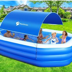 Inflatable Pool With Canopy (Blue)