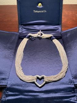 ESTATE SALE: Tiffany silver heart and mesh necklace