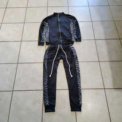 Mens Leopard Print Skinny Fit Tracksuit