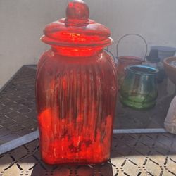 Large Red Candle Jar