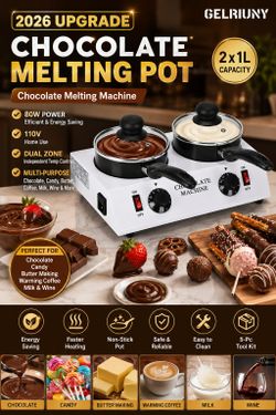 Gelriuny Dual Zone Chocolate Melting Pot Machine