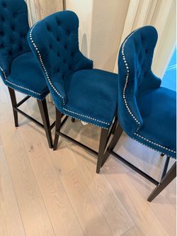 Upholstered Counter Stool with Solid Wood Frame