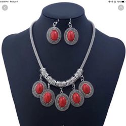 Oval Retro Turquoise Jewelry Set