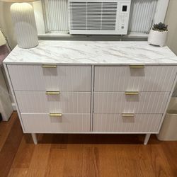 Modern 6 Drawer Marble Dresser