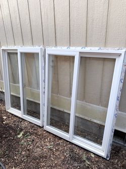 White Vinyl Sliding Windows – Set of 2