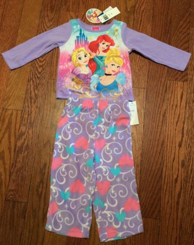 NEW WITH TAGS Disney Princess Fleece Pajamas 2T Cinderella Rapunzel Ariel