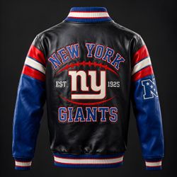 New York Giants NFL Leather Varsity Bomber Jacket