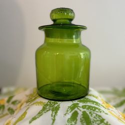 Vintage Takashi Green Glass apothecary 