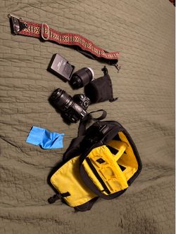 Nikon camera with accessories