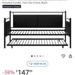 Metal Twin Size Bed With Trundle-$50