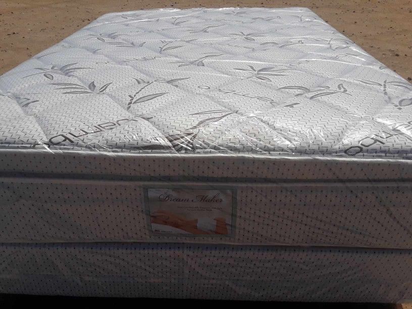 Brand New Queen Size Pillowtop Mattress Included Box Spring.