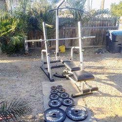 Olympic weight set rack pulldown bench