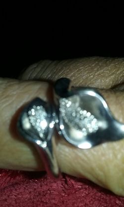 CALLA LILY AFFINITY DIAMOND STERLING SILVER RING SIZE #9