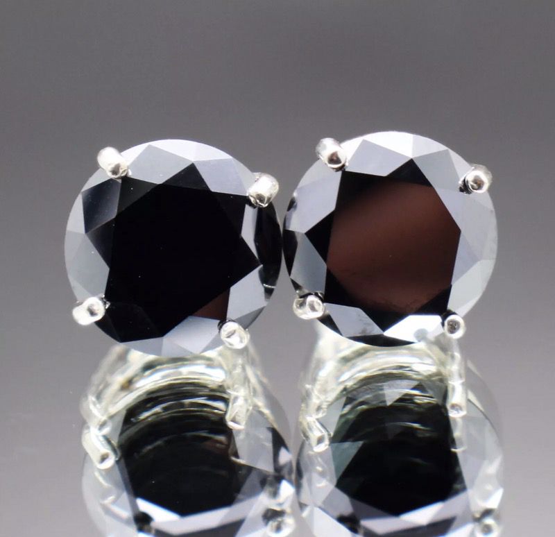 8.34 TCW Natural Black Diamond stud earrings