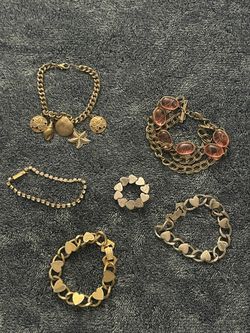 Vintage Costume Jewelry Bracelet Lot + 1 Matching Pin