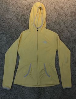 Women’s The North Face yellow, full-zip fleece hoodie