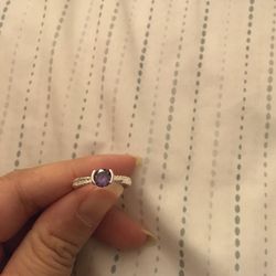 Real 925 Sterling Silver Amethyst Ring Size 8