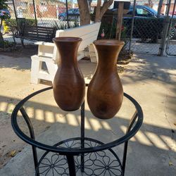 Pair Of Wooden Vases
