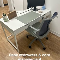 Desk w/Drawers & Cord Management 