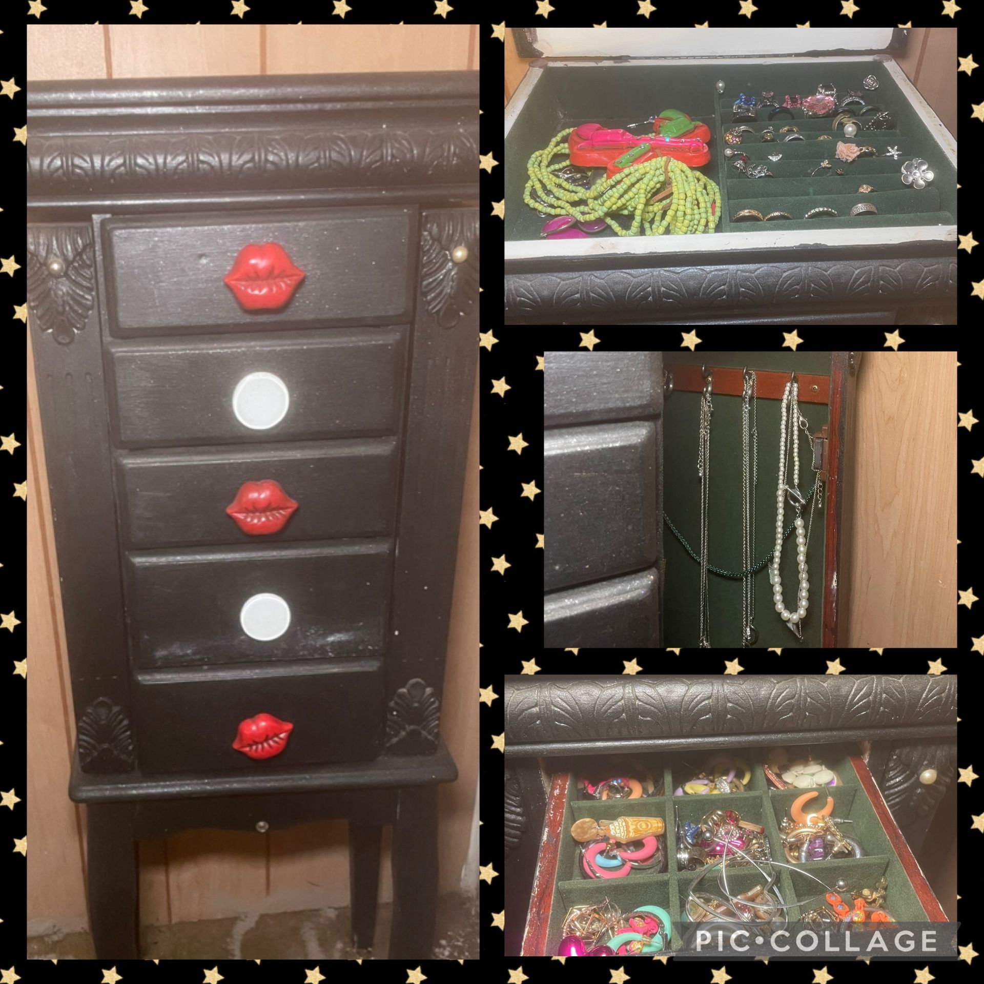 REDUCED Vintage Jewelry Armoire Hand Painted By me 