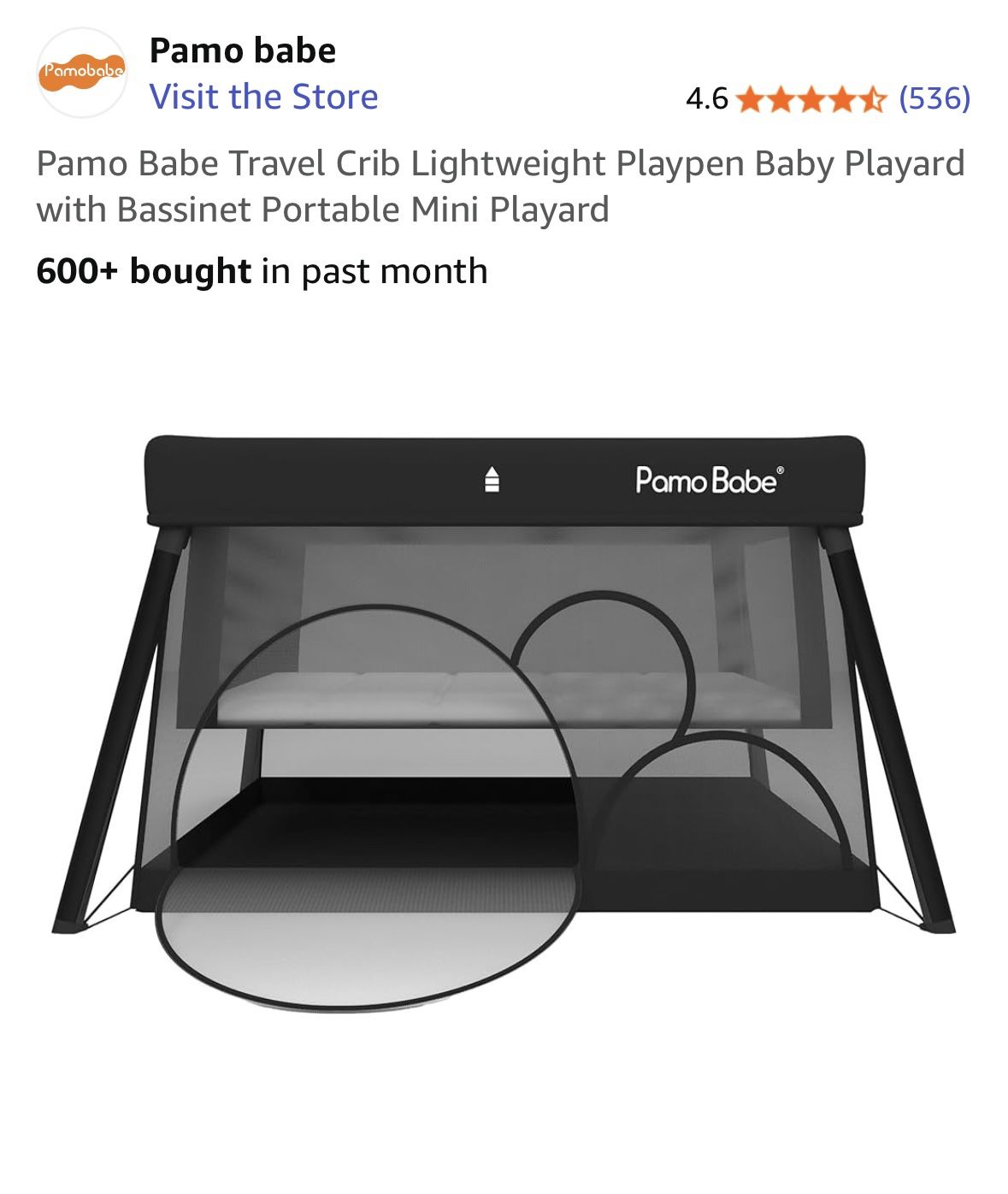 PamoBebe Crib/ Travel Pack And Play 